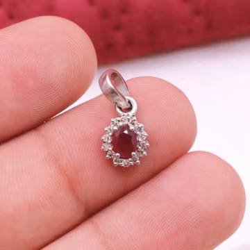 Natural Ruby & Diamond Pendant, 925 Sterling Silver Pendant, July Birthstone Necklace, Gift for Her.