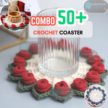 50+ Flower Crochet Coaster Patterns: Floral Amigurumi Tutorial (PDF)