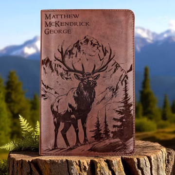 Personalized ESV Bible Large Print: Elk Engraving for Hunters and Nature Lovers