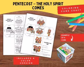 Pentecost Coloring Cube | Acts 2:1–13 Bible Story for Kids | Holy Spirit Comes | Christian Sunday School Printable Craft