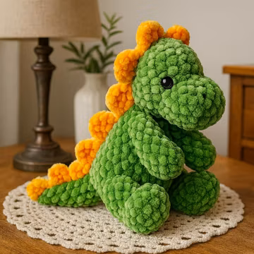 Crochet Dinosaur Plush Toy Pattern: Amigurumi Dino PDF (Digital Download)