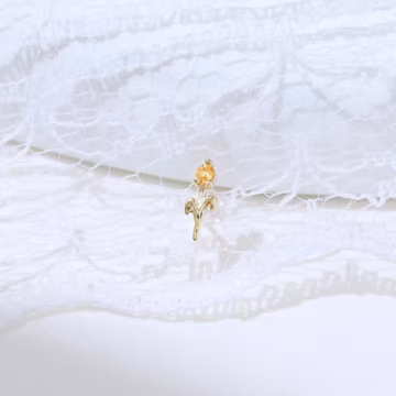14k Solid Gold Tulip Flower Citrine Earring Gemstone Flower Stud Cartilage Helix Earlobe Push Flat Back Stud Handmade Piercing Gift for Her