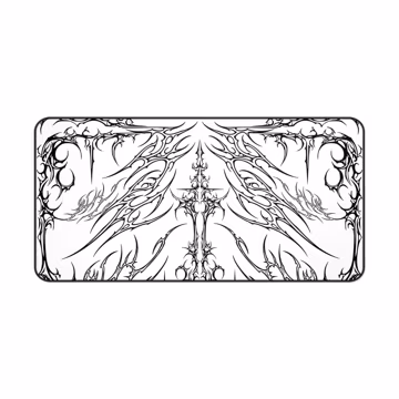 Tribal Cross Line Art Desk Mat | Gothic Black White Deskpad