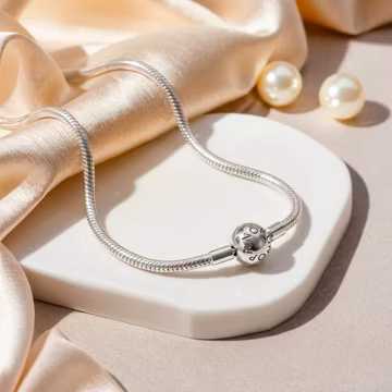 Silver Moments Snake Chain Necklace, 50cm Long Chain, Smooth Pendant, Round Clasp, Women's Gift.