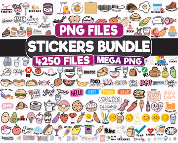 Mega Sticker PNG Bundle | kawaii sticker, 4250 Unique Designs | Cute, Fun, and Playful PNG Stickers | Instant Download