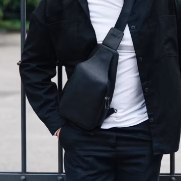 Sling bag men, black leather sling bag, real leather sling bag for man, casual crossbody bag for men, Birthday gift idea for boyfriend