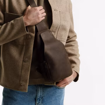 Full Grain Leather Organizer for Men – Compact Sling Bag with Hidden Pocket, Travel & Daily Carry, Gift for Him