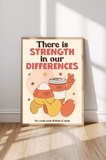 Inclusive Classroom Poster – Boho Fall SEL Classroom Decor – There Is Strength In Our Differences