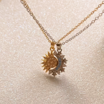 Sun & Moon Magnetic Couple Necklace, Celestial Jewelry