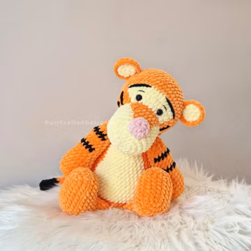 Tigger Crochet Pattern | Amigurumi Tiger Plush Pattern | Chenille Yarn Toy
