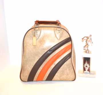 Vintage Bowling Bag Rocking Retro Mod Brown Retro Orange