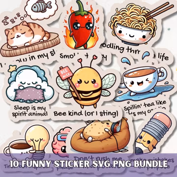 Funny Adult Stickers PNG SVG Bundle, Humorous quotes, Witty Sticker designs, Sarcastic cliparts, Kawaii Digital and Printable sticker pack