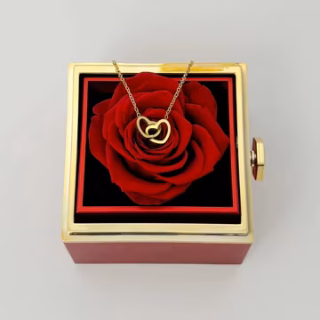 Custom Name Necklace With Eternal Rose Box, Personalized Heart Necklace, Real Preserved Rose, Gift for her, Valentine's Day Gift, Mom Gift