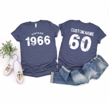 Vintage 1966 Tee, 60th Birthday Shirt, 60th Birthday Gift, 60th Bday Party, Best Friend Birthday Gift, Classic Vintage, Retro Gift, Mom Gift
