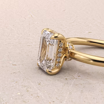 2 CT Emerald lab grown diamond engagement ring : Double Hidden halo ring, Anniversary Gift