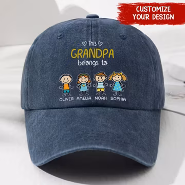 This Grandpa Makes Us Colorful Personalized Vintage Washed Denim Cap, Custom Grandpa Hat, Grandkids Name Gift, Father's Day Cap