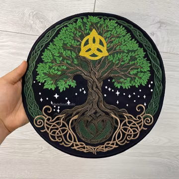 CELTIC TREE of Life Embroidered Back Patch - Iron-On Applique for jackets and backpacks