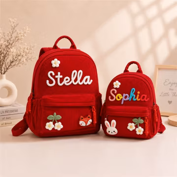 Personalized Kids Backpack, Corduroy Toddler School Bag, Custom Name Preschool Bag, Kindergarten School Gift for Girls Boys