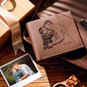 Custom engraved photo wallet - personalized men's wallet for dad, grandpa, husband - father's day gift