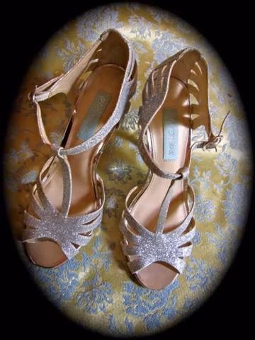 Vintage Betsy Johnson t strap sparkle heels signed on bottoms great condition pageant heels rare htf fine condition collectible