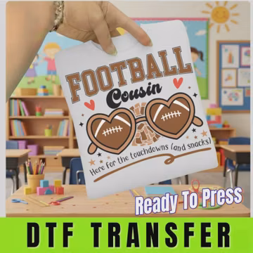 Football Cousin DTF Transfer, Ready To Press Football Game Day Cousin Heat Transfer, Game Day Touchdowns and Snacks Iron On