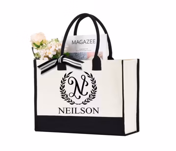 Custom Name Initial Tote Bag, Personalized Initial Bag, Monogram Tote Bag, Initial Tote Bag for Women, Bridesmaid Gift, Bridal Party Gift