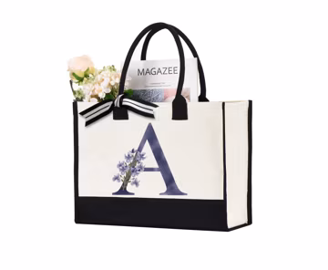 Personalized Monogram Tote Bag, Custom Name Initial Bag, Initial Bag for Women, Personalized Floral Initial Tote Bag, Bridesmaid Gift Bag