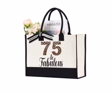 75 & Fabulous Tote Bag, Birthday Tote Bag, 75 Birthday, Cheers to 75 Years, 75th birthday Tote Bag, 75 Birthday Gift, Hello 75 tote Bag