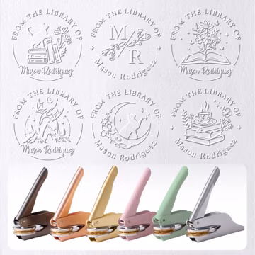 Personalized Metal Book Embosser Stamp – Custom Library Design, Book Lover Gift