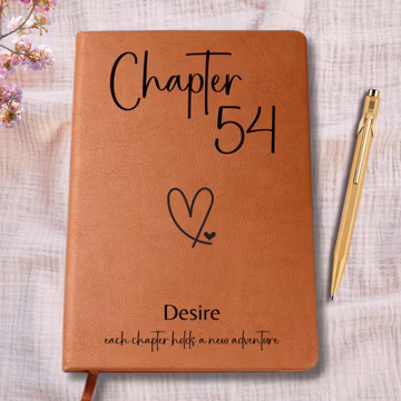 54th Birthday Gift, Personalized Chapter 54 Leather Journal, Custom Notebook for Fifty-Fourth Birthday Party, Turning 54 Present for Her
