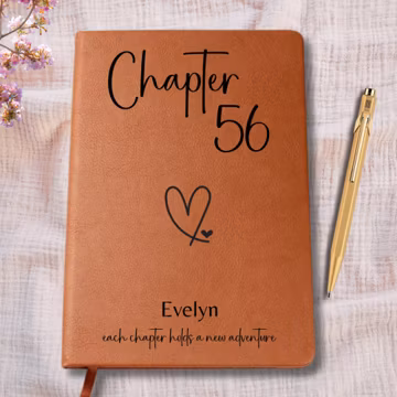 56th Birthday Gift, Personalized Chapter 56 Leather Journal, Custom Notebook for Fifty-Sixth Birthday Party, Turning 56 Present for Her