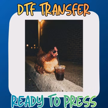 Cool Chicken DTF Transfer, Funny Hen Drinking Iced Coffee Ready To Press, Sunglasses Farm Animal Heat Print, Retro Humor Shirt Decal Film