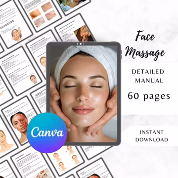Facial Massage Training Manual | Editable Beauty Course EBook | Face Massage Technique Guide for Estheticians