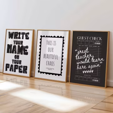 Black And White Classroom Poster Set | Teacher Decor | School Wall Art | Digital Download