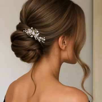 Gold Bridal Hair Clip with Delicate Flowers, Pearls, and Crystals Bridal Hair Accessory Wedding Hair Jewelry for Bride & Bridesmaid