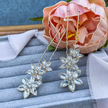 Sparkling Wedding Hair Pin with Crystal Flowers Hair Pin Gold Bridal Hair Piece Wedding Hair Accessories for Bride and Bridesmaid Gift Idea