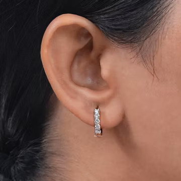 2.50 MM Round Lab Diamond Huggies Earrings, Earth Mined Diamond Hoop Earrings For Wedding Gift, 18K Yellow Gold Minimalist Hoops For Women