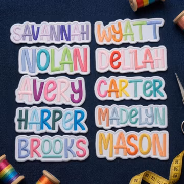 Custom Colorful Name Patch, Personalized Embroidered Name Patch: Sew/Iron On/Hook & Loop Patch for Clothes Backpacks Hats