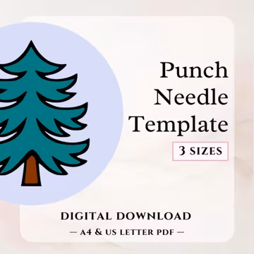 Pine Tree Punch Needle Pattern Christmas Tree Mug Rug Template Christmas Punch Needle Pattern Christmas Mug Rug Pattern Tree Car Coaster PDF