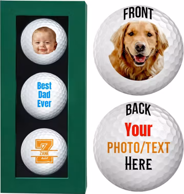 Custom Photo Golf Balls, Personalized Dad Gift, Tour Quality Balls