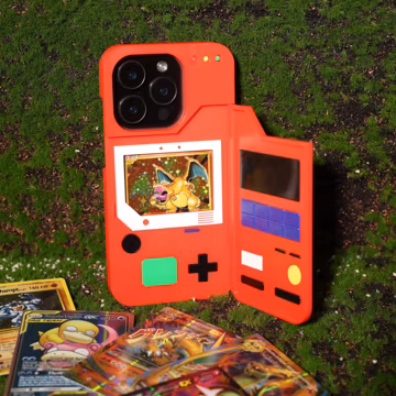 Customized Gamer Encyclopedia Phone Case for iPhone – 3D-Printed Gameboy Gamer Gift Pokem Card Holder Unique Accessory for Displaying Cards