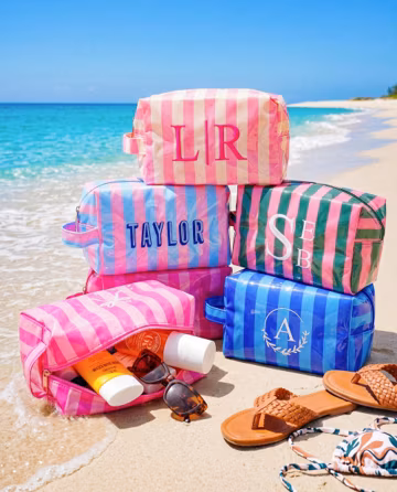Personalized Waterproof PVC Makeup Bag, Custom Name Cosmetic Pouch, Toiletry Bag, Bridesmaid Gift, Bachelorette Party Favor