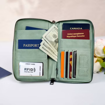 Personalized Leather Family Passport Wallet: RFID Travel Organizer, 5-Passport Holder