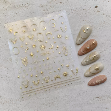 Gold & Silver 3D Embossed Celestial Nail Stickers