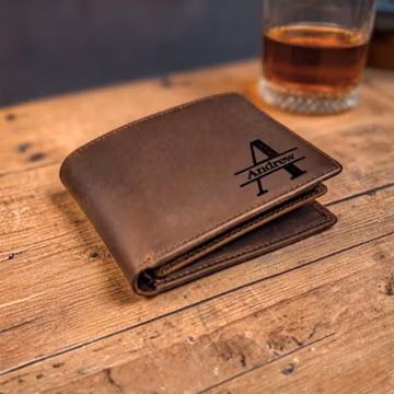 Engraved Premium Leather Wallet - Personalized Bifold RFID Wallet - Best Selling Gift For Men - Ships Fast