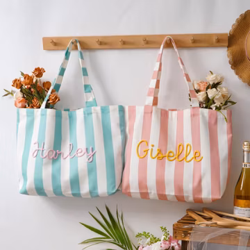 Custom Bridesmaid Tote Bag,Personalized Striped Beach Bag,Bachelorette Favor