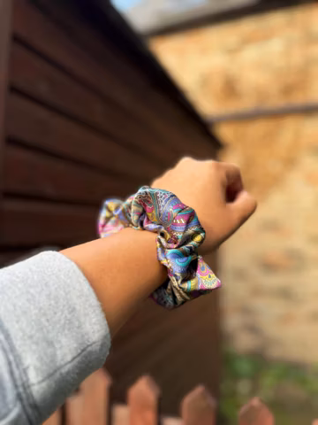 Handmade Liberty Silk Scrunchie: 'The Cadby's - Purple' Print