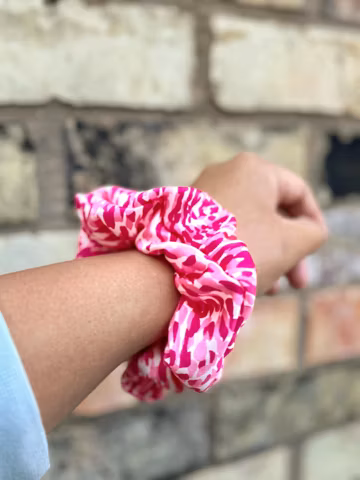 Handmade Liberty Silk Scrunchie: 'Hula Hula - Pink' Print