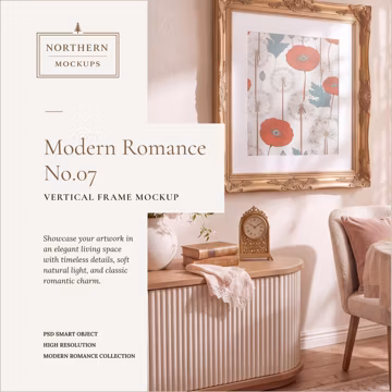 Ornate Gold Vertical Frame Mockup | Modern Romance PSD (Digital Download)