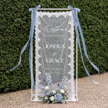 Custom Lace Wedding Welcome Sign, Personalized Lace Wedding Sign, Boho Wedding Decor, Modern Ceremony Sign, Rustic Lace Sign